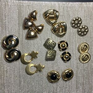 Gold and black clip earrings